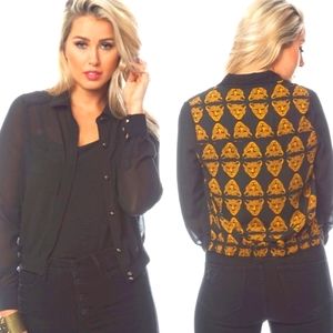 Sheer Chiffon Button up Blouse